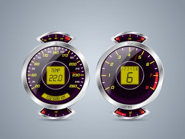 Shiny metallic speedometer and rev counter clipart