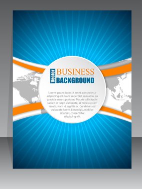 Broşür turuncu dalga ve harita ile patlama