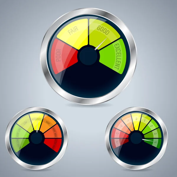 Rating meter design set of three — Stock Vector