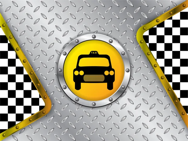 Società di taxi pubblicità con distintivo metallico — Vettoriale Stock