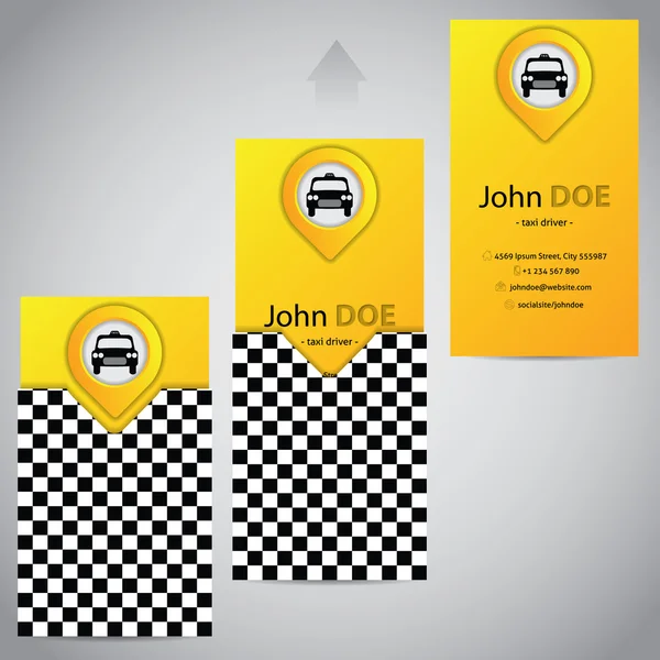 Cartão de negócios de táxi de duas peças com ponteiro — Vetor de Stock