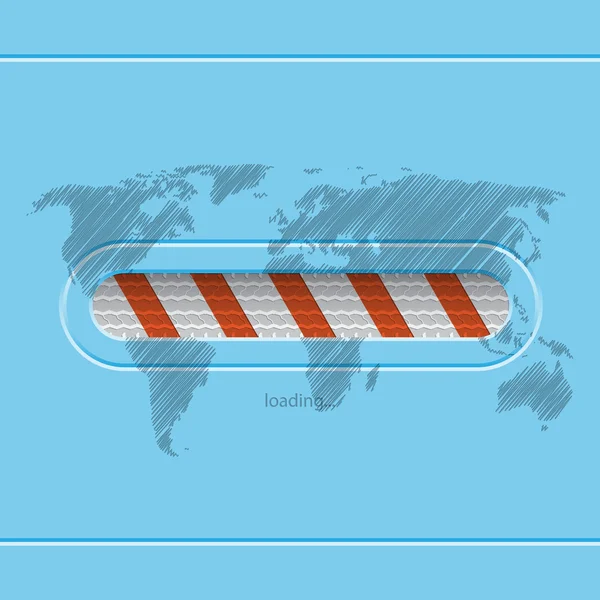 Caricatore a schermo piatto con mappa del mondo scarabocchiata — Vettoriale Stock