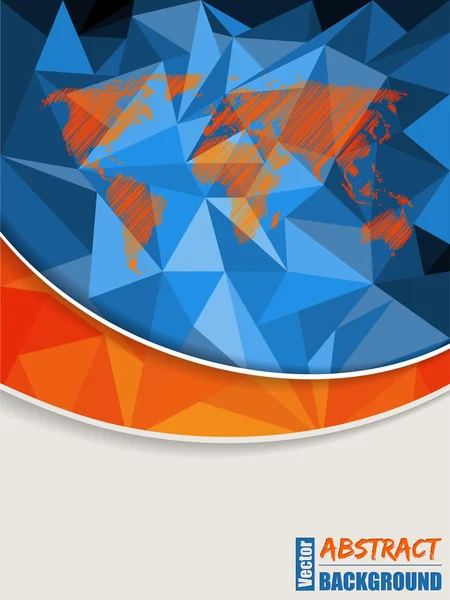 Αφηρημένη μπλε φυλλάδιο με κακογράφονται παγκόσμιο χάρτη — Διανυσματικό Αρχείο