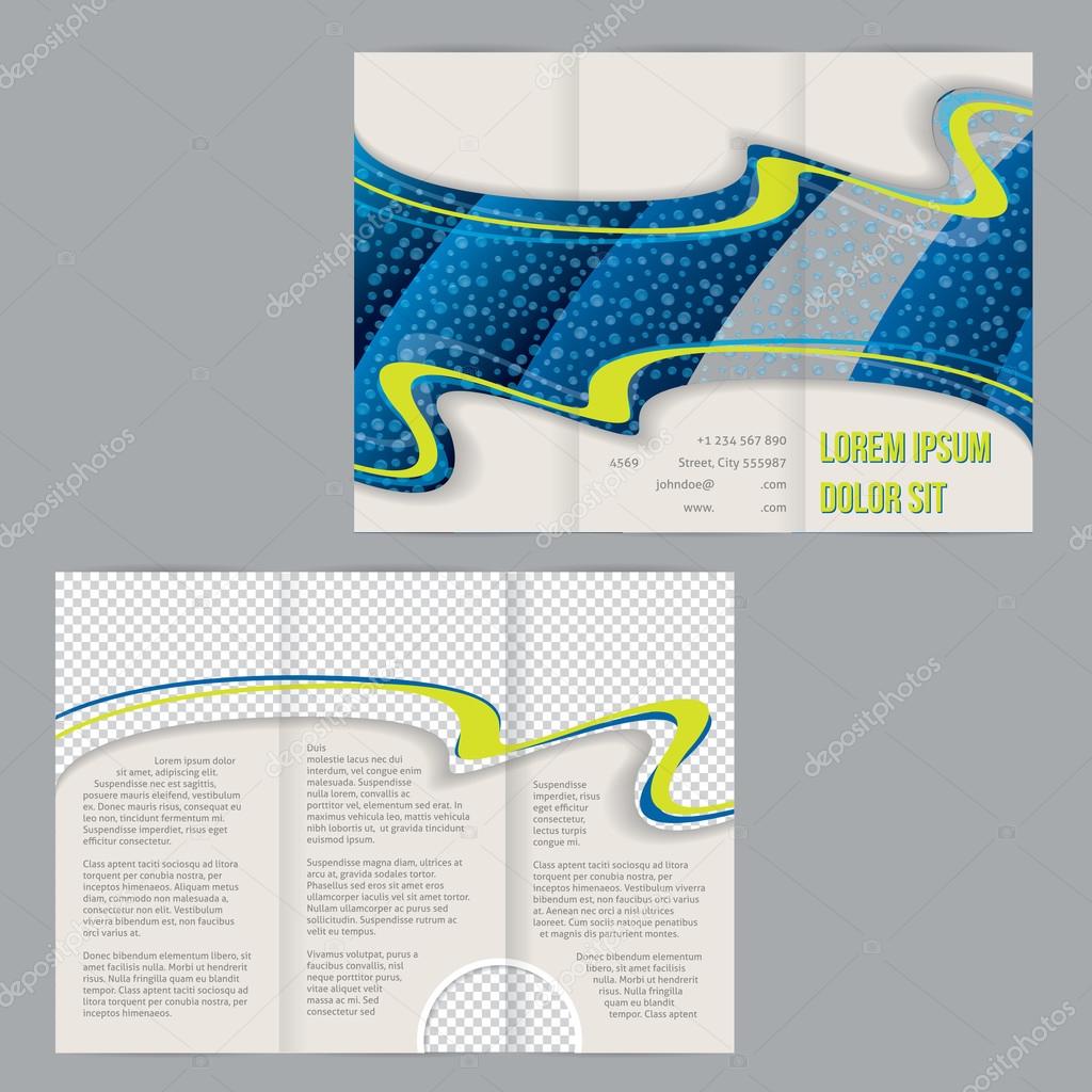 Tri-fold flyer brochure template with waterdrop image