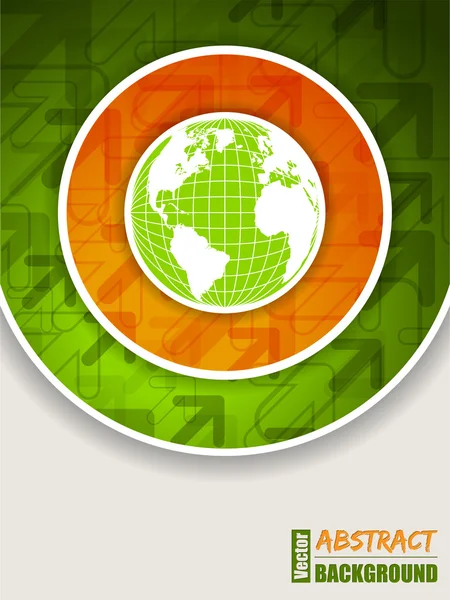 Brochure verte orange avec globe — Image vectorielle