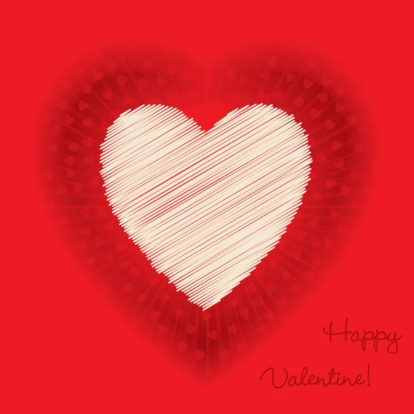 Salutation de Saint-Valentin chaud rouge avec cœur éclatant — Image vectorielle