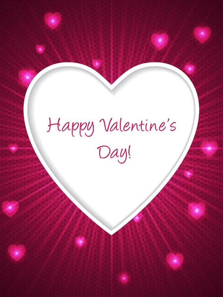 Рожевий день Святого Валентина привітання з вибуховим серцем — стоковий вектор