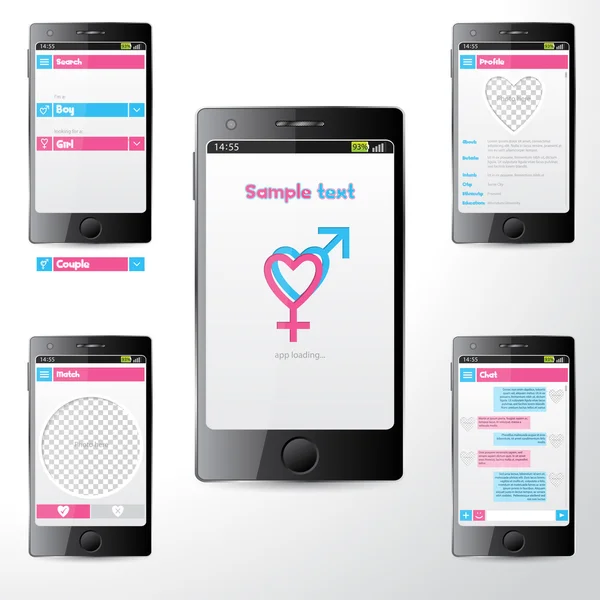 Simple dating mobile application ui — Stock Vector