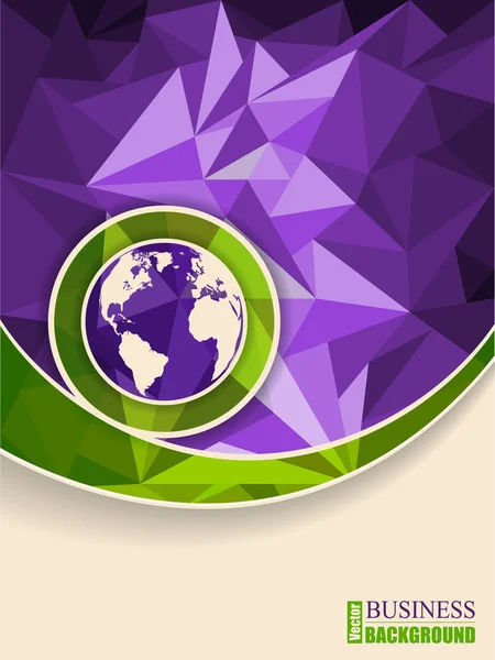 Brochure abstraite violet-vert avec polygones — Image vectorielle