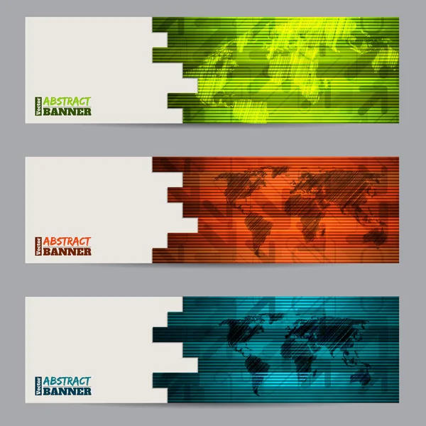 Bandeiras listradas com listras abstratas e mapas rabiscados —  Vetores de Stock