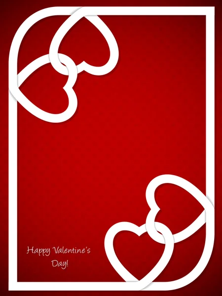 Valentine's day greeting with white heart shaped ribbon — Stok Vektör