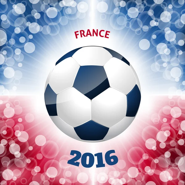 Fußballposter mit französischer Flagge als Hintergrund — Stockvektor