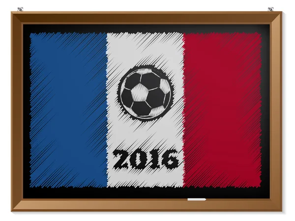 Bandera de Francia y futbolín en pizarra — Vector de stock