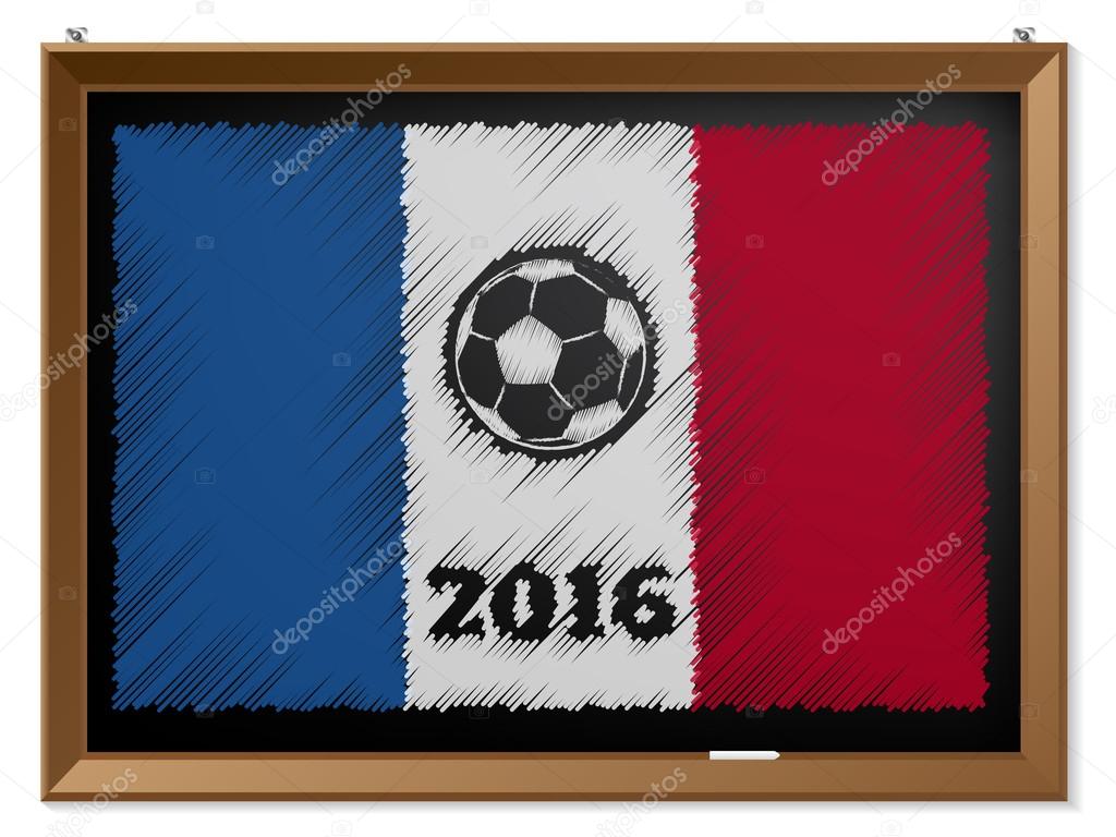 France flag and soccerbal on chalkboard