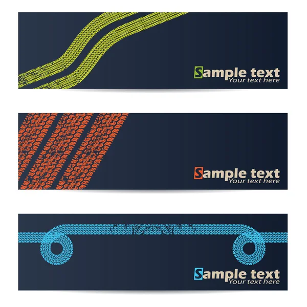 Häftiga tire track design banners — Stock vektor