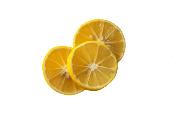 Lemon Slices Isolated White Background Top View — Stock Photo, Image