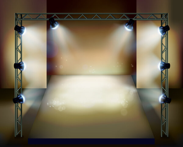 Presentation on the stage. Vector illustration.