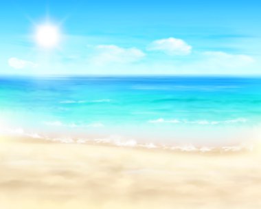 Sunny beach. Vektör çizim.