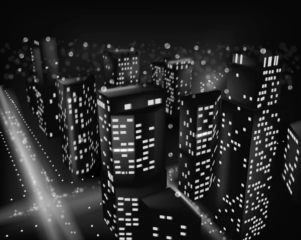 Город ночью. Векторная иллюстрация — стоковый вектор