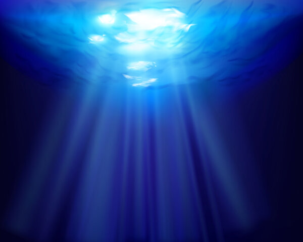 Sun rays underwater. Vector illustration.