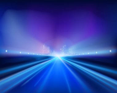 Gece karayolu. Vektör çizim.