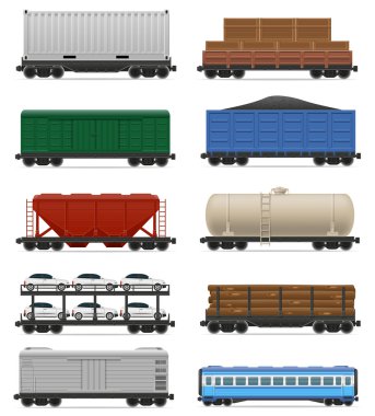 Demiryolu taşıma tren vektör çizim Icons set
