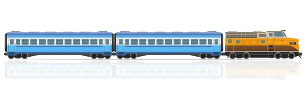 Comboio ferroviário com ilustração do vector locomotiva e vagões — Vetor de Stock