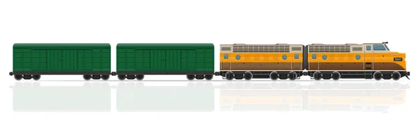 Comboio ferroviário com ilustração do vector locomotiva e vagões — Vetor de Stock