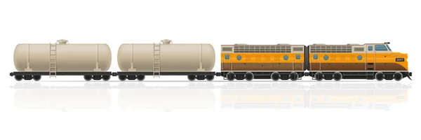 Comboio ferroviário com ilustração do vector locomotiva e vagões — Vetor de Stock