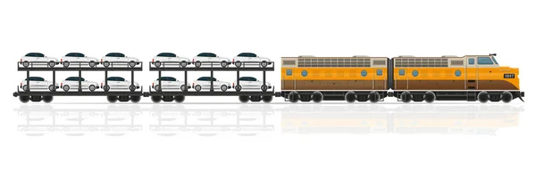 Pociąg kolei z lokomotywy i wagony ilustracji wektorowych — Wektor stockowy