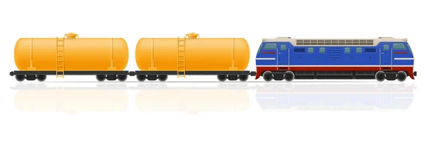 Spoorlijn trein met locomotief en wagons vectorillustratie — Stockvector