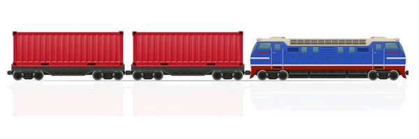 Vasúti vonat mozdonyokat és vagonokat vektoros illusztráció — Stock Vector