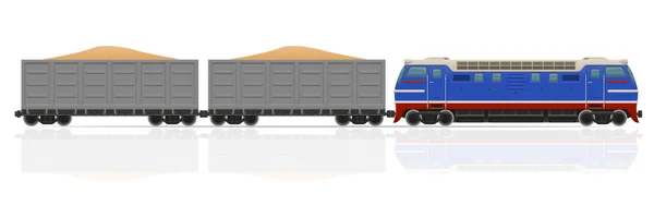 Comboio ferroviário com ilustração do vector locomotiva e vagões — Vetor de Stock