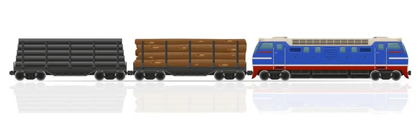Tren ferroviario con ilustración vectorial de locomotoras y vagones — Archivo Imágenes Vectoriales