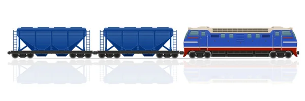 Train ferroviaire avec locomotive et chariots illustration vectorielle — Image vectorielle