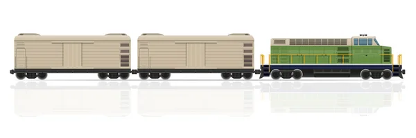 Spoorlijn trein met locomotief en wagons vectorillustratie — Stockvector