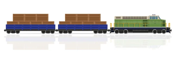 Eisenbahnzug mit Lokomotive und Waggons Vektor Illustration — Stockvektor