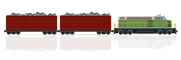 Eisenbahnzug mit Lokomotive und Waggons Vektor Illustration — Stockvektor