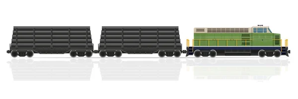 Railway tåg med lok och vagnar vektor illustration — Stock vektor