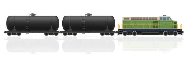 Железнодорожный поезд с векторной иллюстрацией локомотивов и вагонов — стоковый вектор