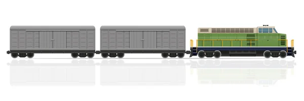 Eisenbahnzug mit Lokomotive und Waggons Vektor Illustration — Stockvektor