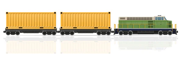 Eisenbahnzug mit Lokomotive und Waggons Vektor Illustration — Stockvektor