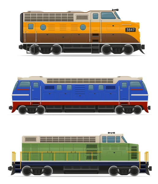 Demiryolu lokomotif tren vektör çizim Icons set — Stok Vektör