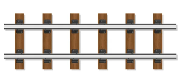 Rotaie ferroviarie e traverse in legno illustrazione vettoriale — Vettoriale Stock