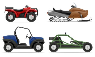 simgeler atv otomobil yollar kapalı vektör çizim ayarla