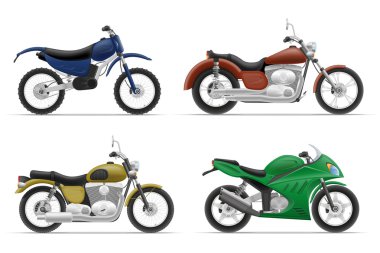 Motosiklet simgeler vektör çizim ayarla.