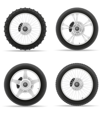 disk kümesi simgeler vektör illustratio motosiklet tekerlek lastik