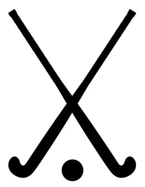 Equipo de hockey campo silueta de contorno negro vector illustrat — Archivo Imágenes Vectoriales