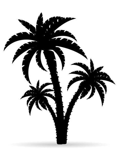 Palmera negro silueta silueta vector ilustración — Vector de stock