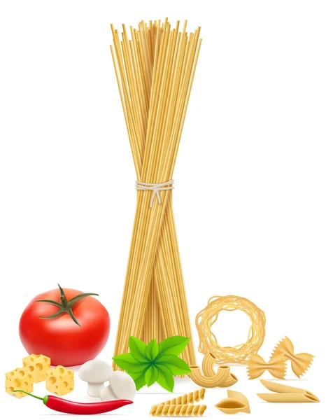 Pasta med grönsaker vektor illustration — Stock vektor